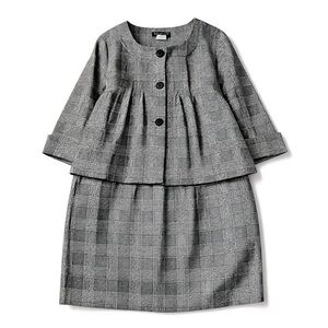 Spago Collection Plaid Jacket & Skirt Suit Women’s Size 12 Black White